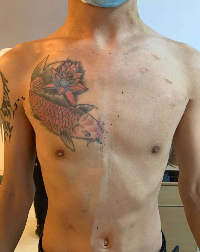 修改鲤鱼纹身图片_胸部纹身图案