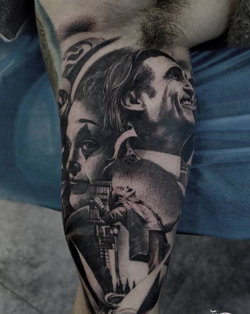 小丑男纹身图片_手臂欧美写实纹身图案