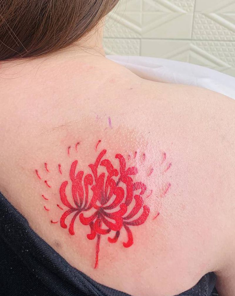 彼岸花纹身图片_背部纹身图案