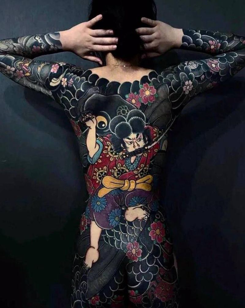 老传统满背纹身图片_老传统纹身图案