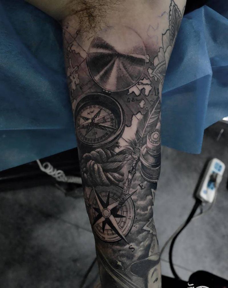 寻宝图纹身图片_手臂欧美写实纹身图案