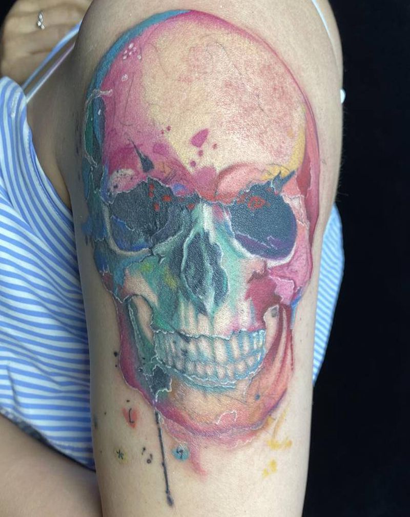 骷髅头纹身图片_手臂纹身图案