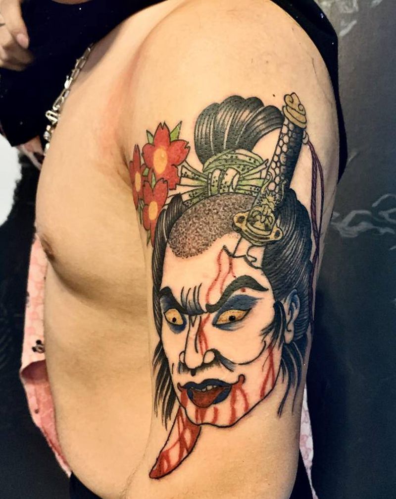 日式生首纹身图片_手臂纹身图案