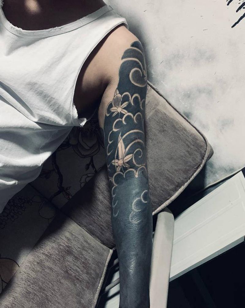 黑臂遮盖纹身图片_手臂纹身图案