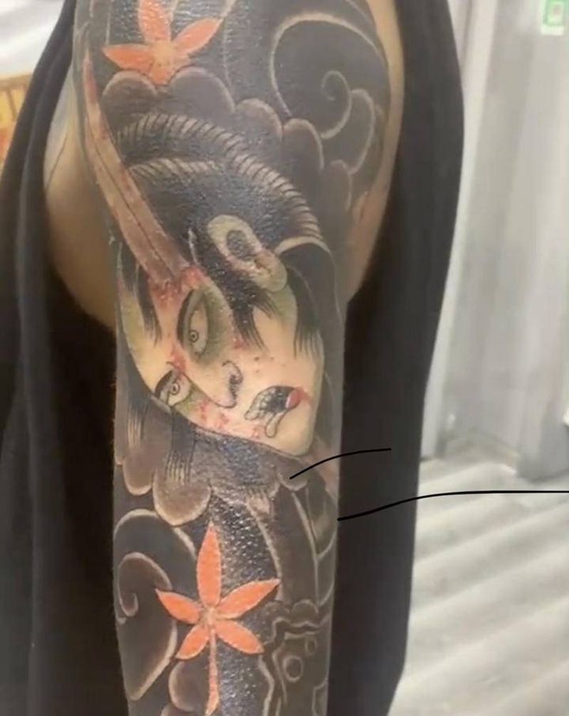 花臂纹身图片_手臂老传统纹身图案