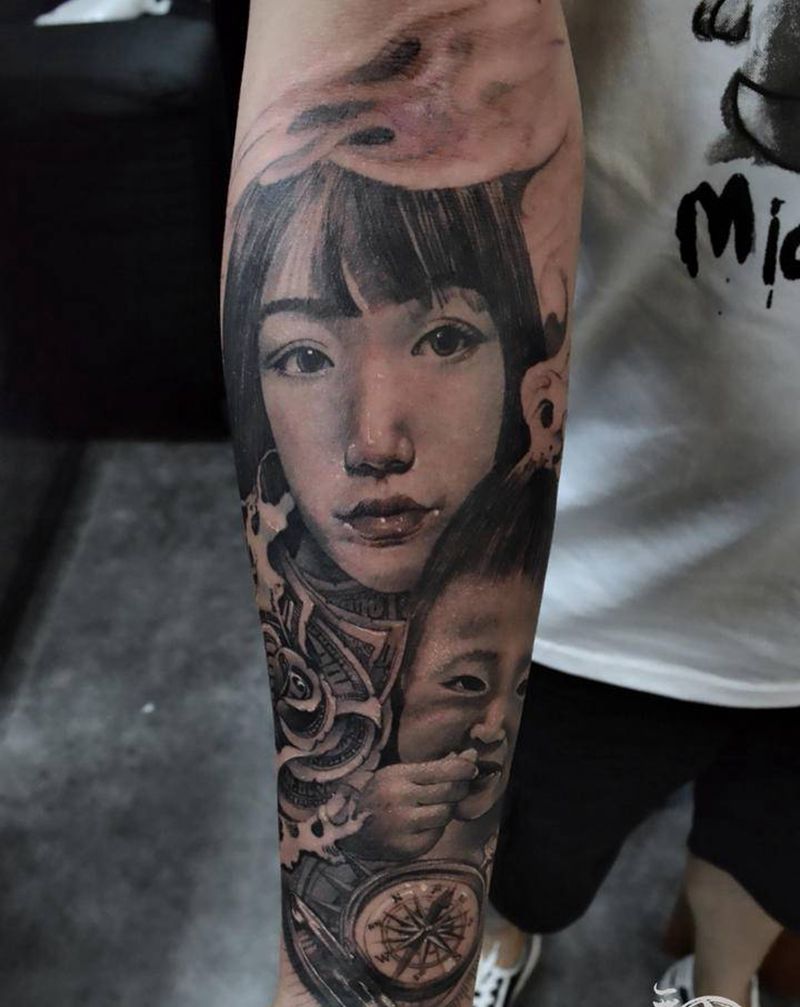 肖像作品纹身图片_手臂欧美写实纹身图案