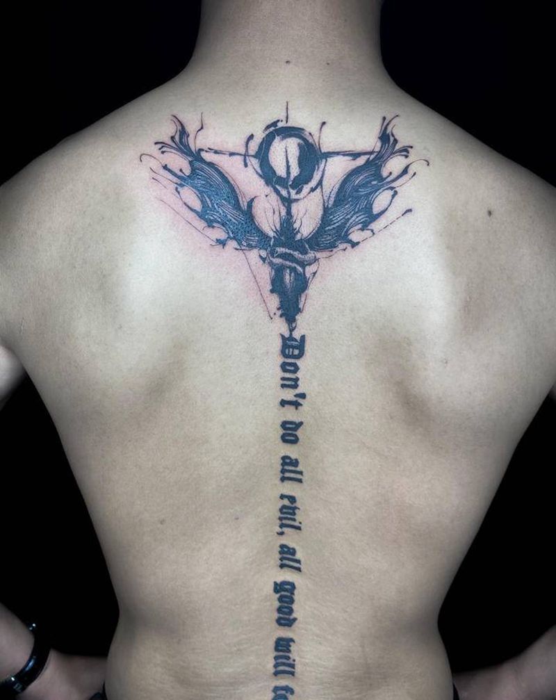 无名纹身图片_背部几何背纹身图案