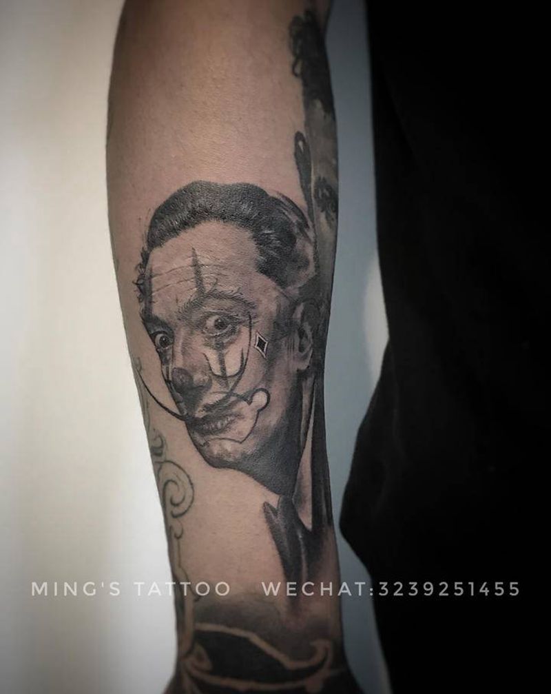 达利纹身图片_手臂欧美写实肖像达利纹身图案