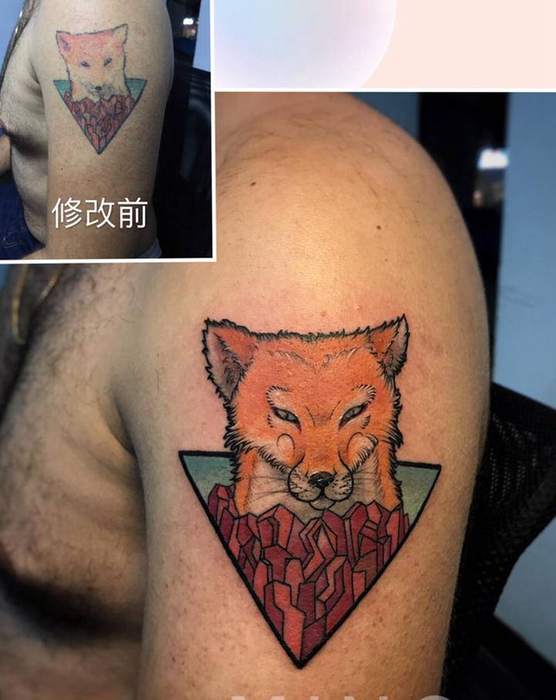 Fox纹身图片_手臂New School修改纹身图案