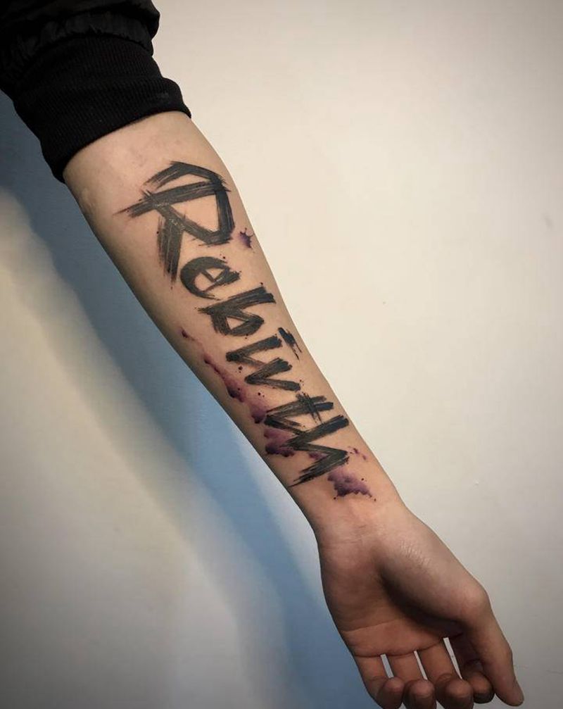 Rebivth纹身图片_手臂水墨笔刷纹身图案