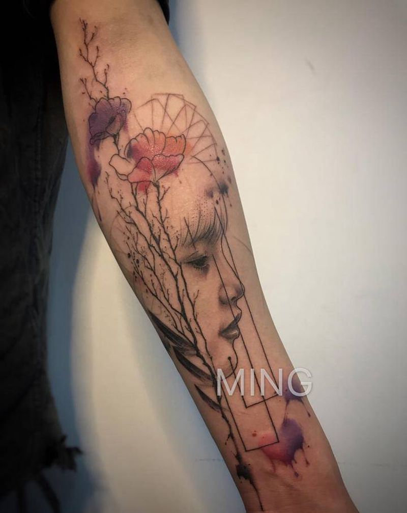 脸纹身图片_手臂欧美写实纹身图案