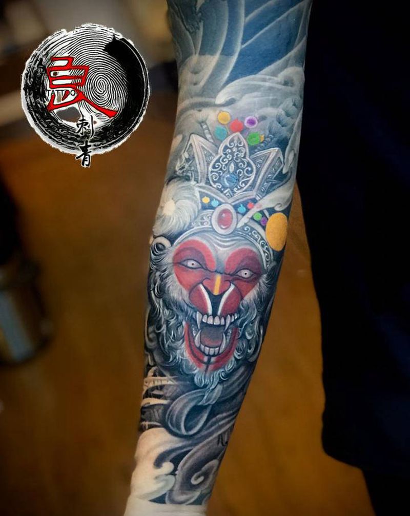 孙悟空纹身图片_手臂新传统纹身图案