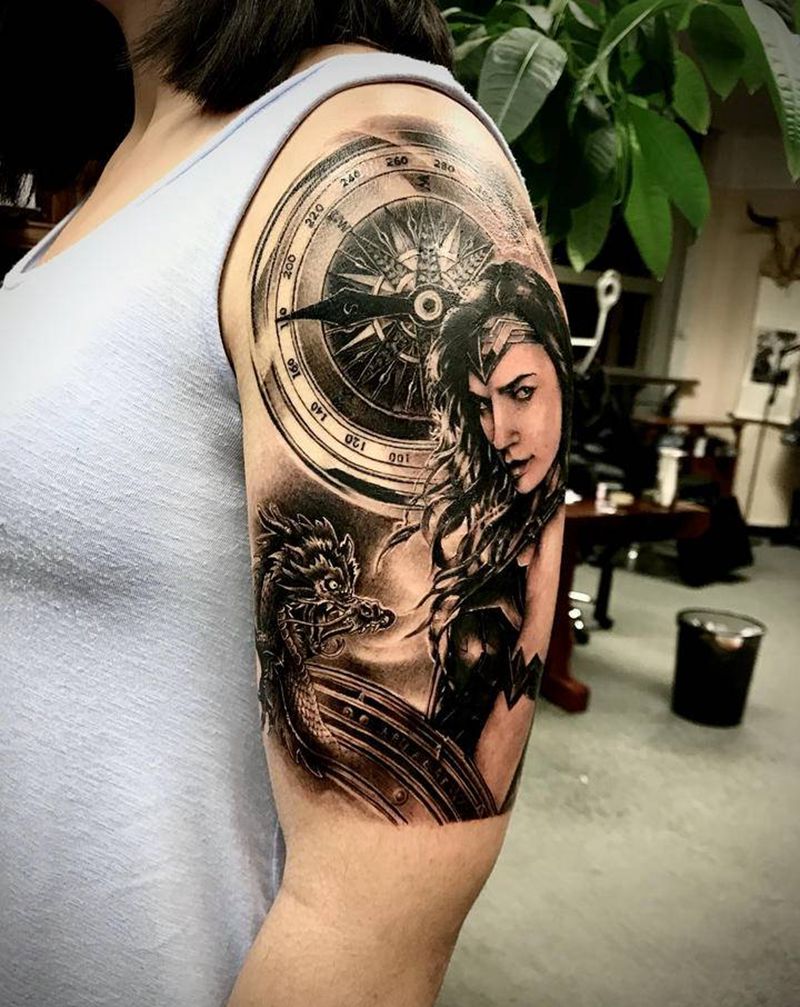 神奇女侠纹身图片_手臂欧美写实纹身图案