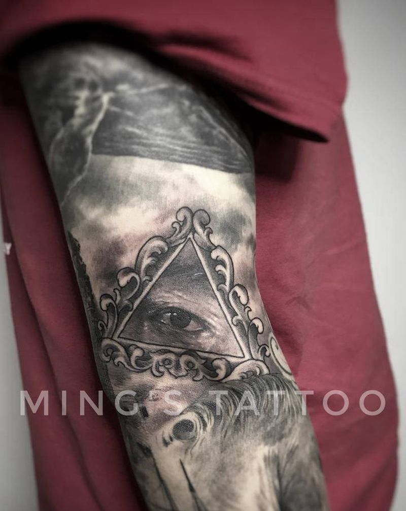 父亲的眼睛纹身图片_手臂欧美写实眼睛纹身图案