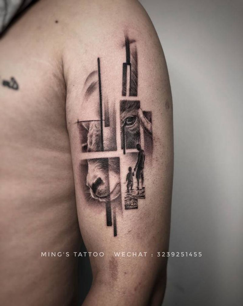 山羊纹身图片_手臂欧美写实山羊纹身图案