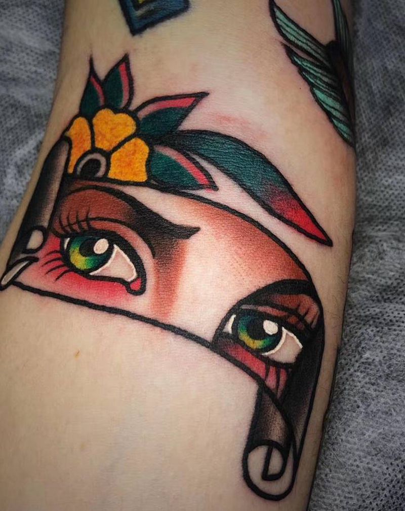 拼接进行中纹身图片_手臂Old School纹身图案