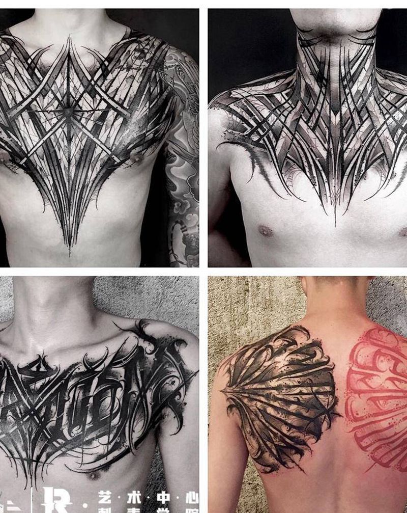 欢迎来约纹身图片_胸部花体字纹身图案