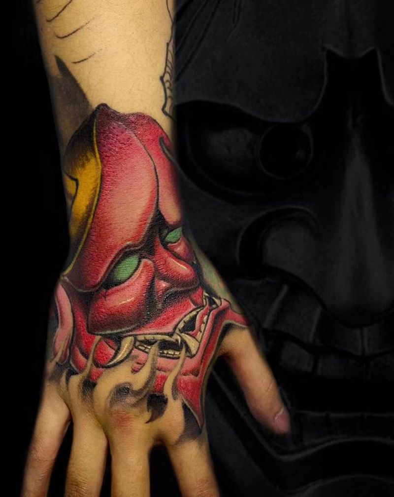 谁来做般若 谁又把佛做纹身图片_手部新传统纹身图案