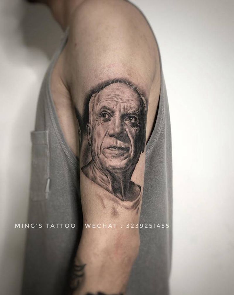 毕加索纹身图片_手臂欧美写实毕加索纹身图案