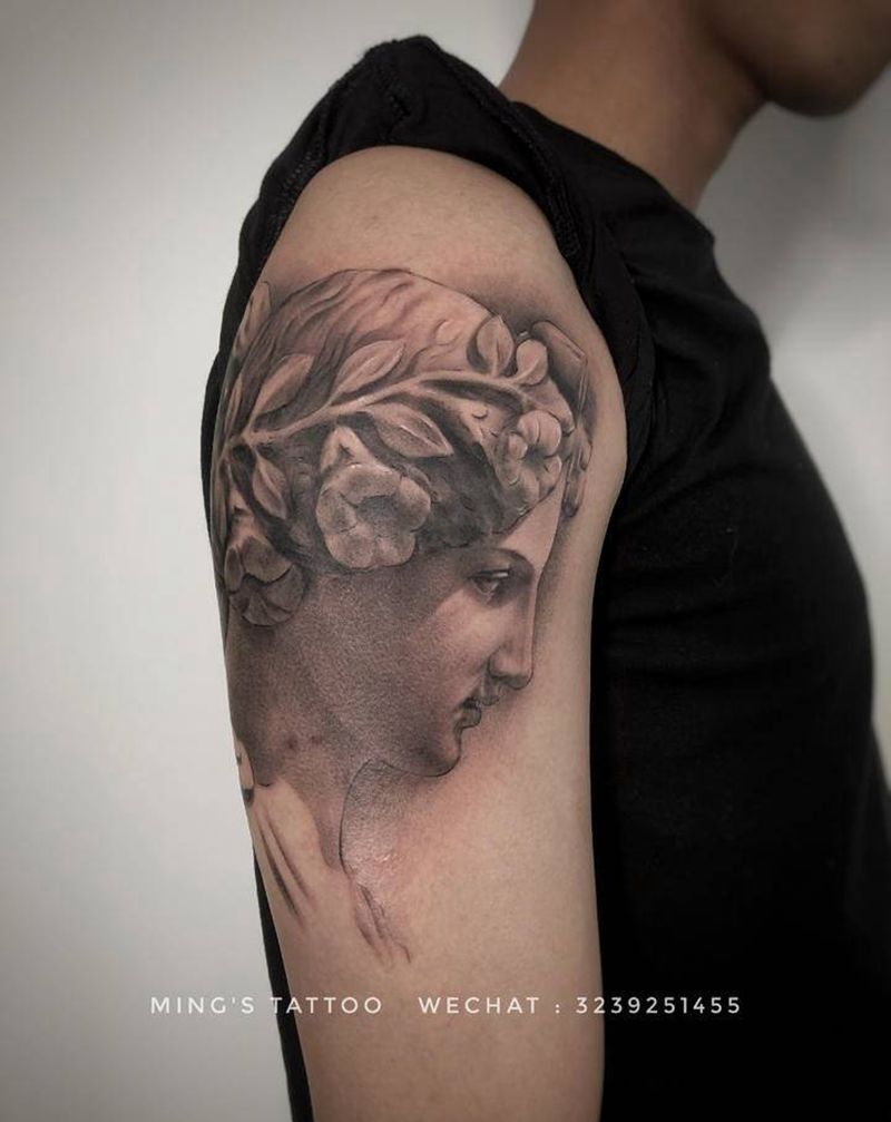 维纳斯纹身图片_手臂欧美写实石膏纹身图案