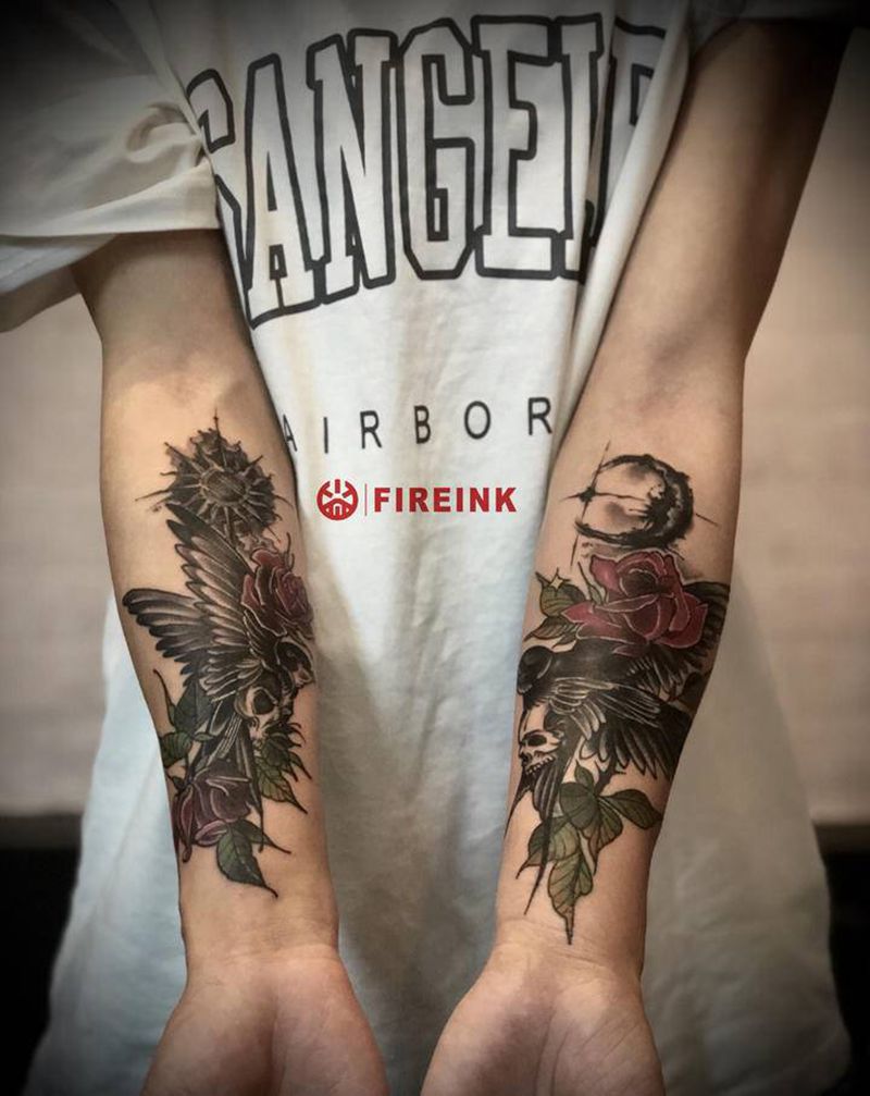 一个小遮盖纹身图片_手臂Old School纹身图案