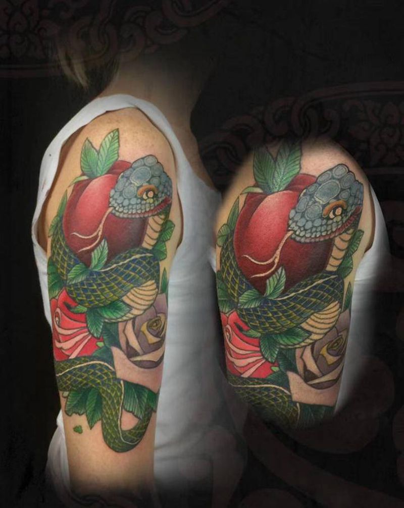 蛇纹身图片_手臂New School纹身图案