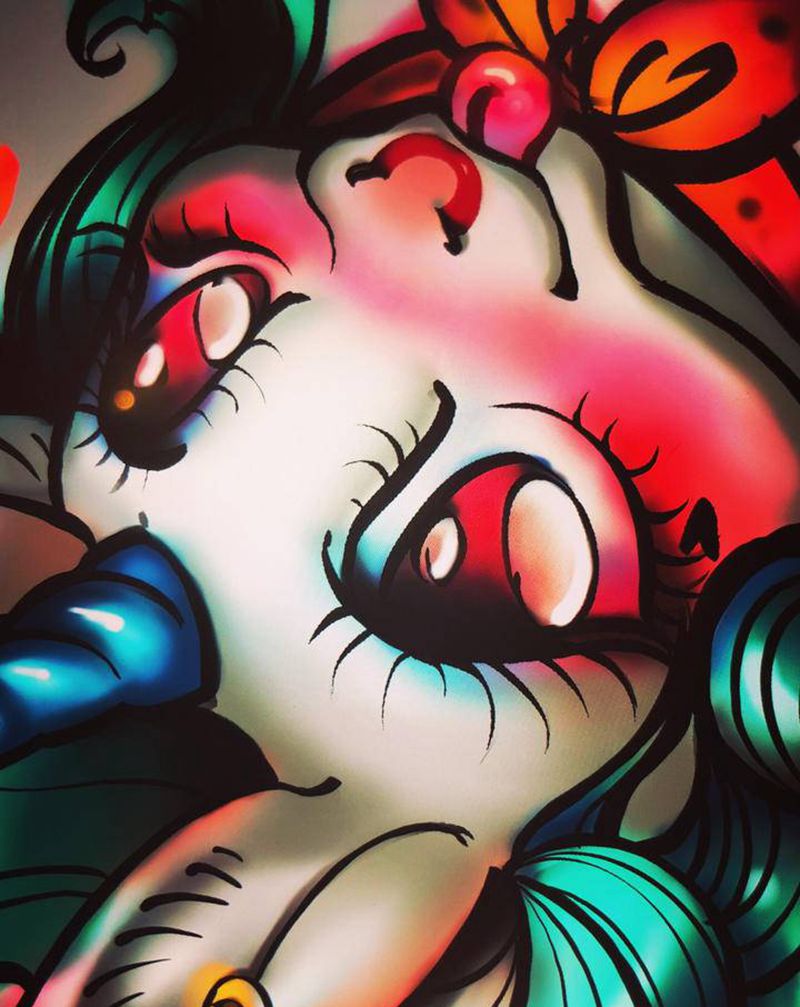 独角兽纹身图片_手臂Old SchoolNew School独角兽纹身图案