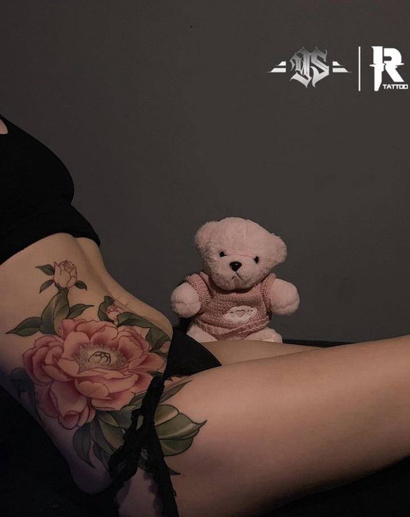 遮盖疤纹身图片_腰部New School纹身图案