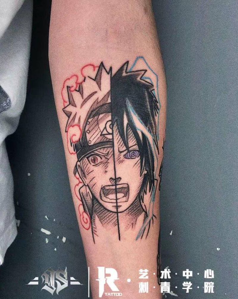 火影兄弟和男神阿姆纹身图片_手臂New School纹身图案