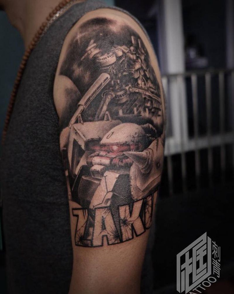 扎古纹身图片_手臂欧美写实扎古纹身图案