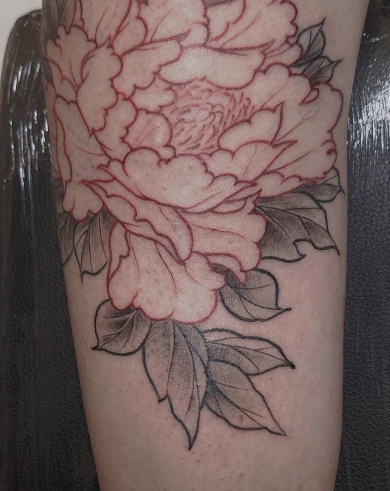 牡丹花 | 女生纹身纹身图片_手臂牡丹花女生纹身图案