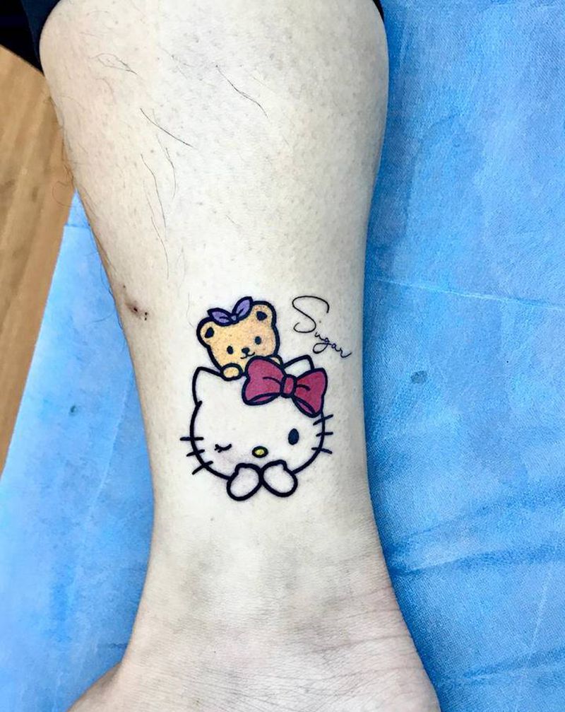 Hello Kitty纹身图片_脚部卡通纹身图案