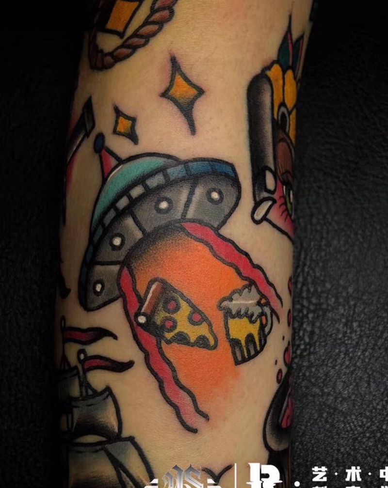 old school拼接纹身图片_手臂Old School纹身图案