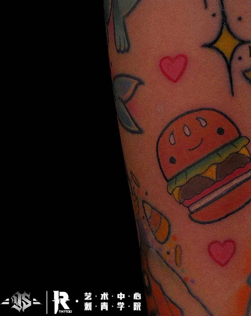 再幸苦也别忘吃饭！纹身图片_手臂Old School纹身图案