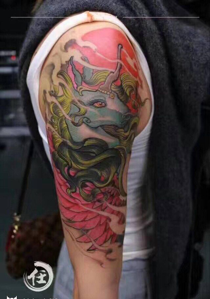 18年老作品了！纹身图片_手臂新传统New School纹身图案