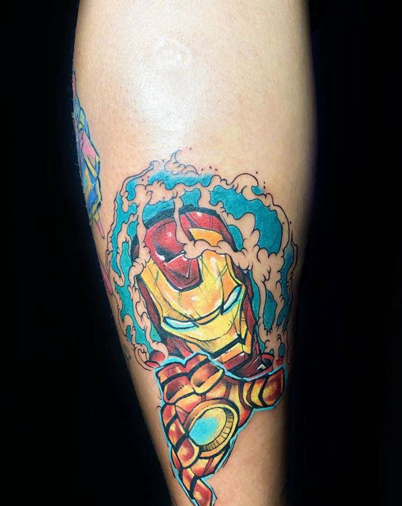 新钢铁侠纹身图片_脚部New School纹身图案