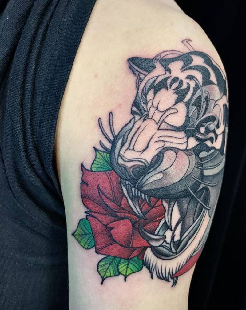 newschool老虎未完成纹身图片_手臂New SchoolOld School纹身图案