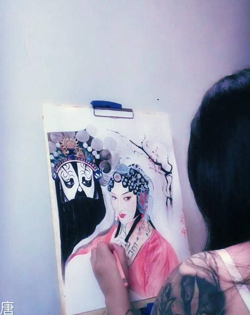 满背霸王纹身图片_背部腿部老传统新传统霸王古风艺妓纹身图案