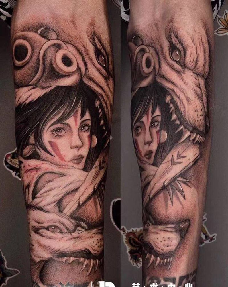 超预期的幽灵公主纹身图片_欧美写实纹身图案