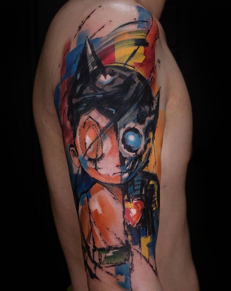 阿童木覆盖纹身纹身图片_手部手臂水彩水墨纹身图案