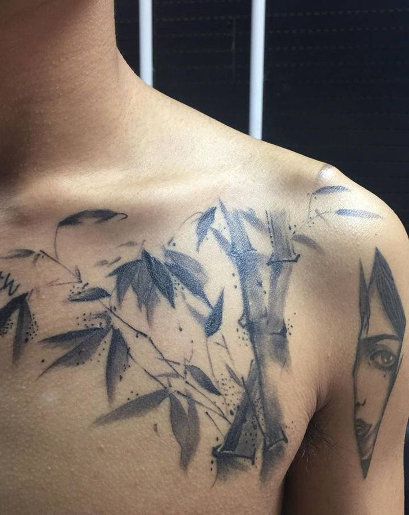 竹 恢复后纹身图片_胸部纹身图案