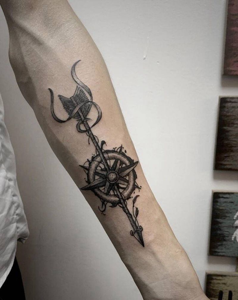 箭纹身图片_手臂纹身图案