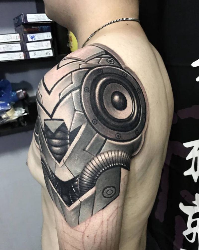 音乐机械怪人纹身图片_手臂手部欧美写实新传统纹身图案