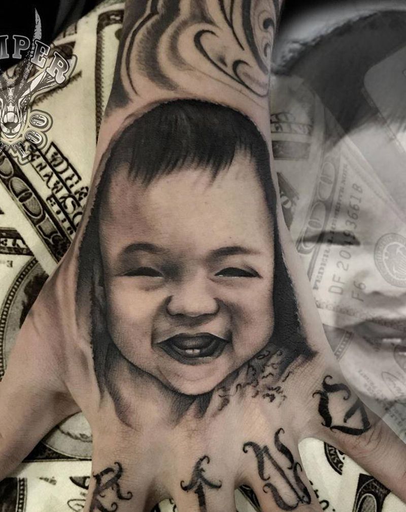 小宝贝纹身图片_手部纹身图案