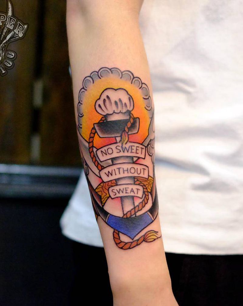 来自一位主厨的纹身纹身图片_手臂Old School纹身图案