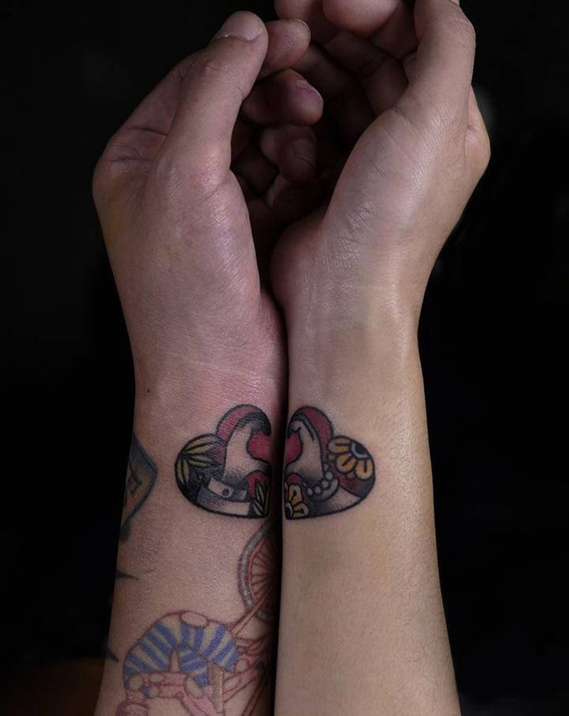 情侣纹身纹身图片_手臂Old School纹身图案