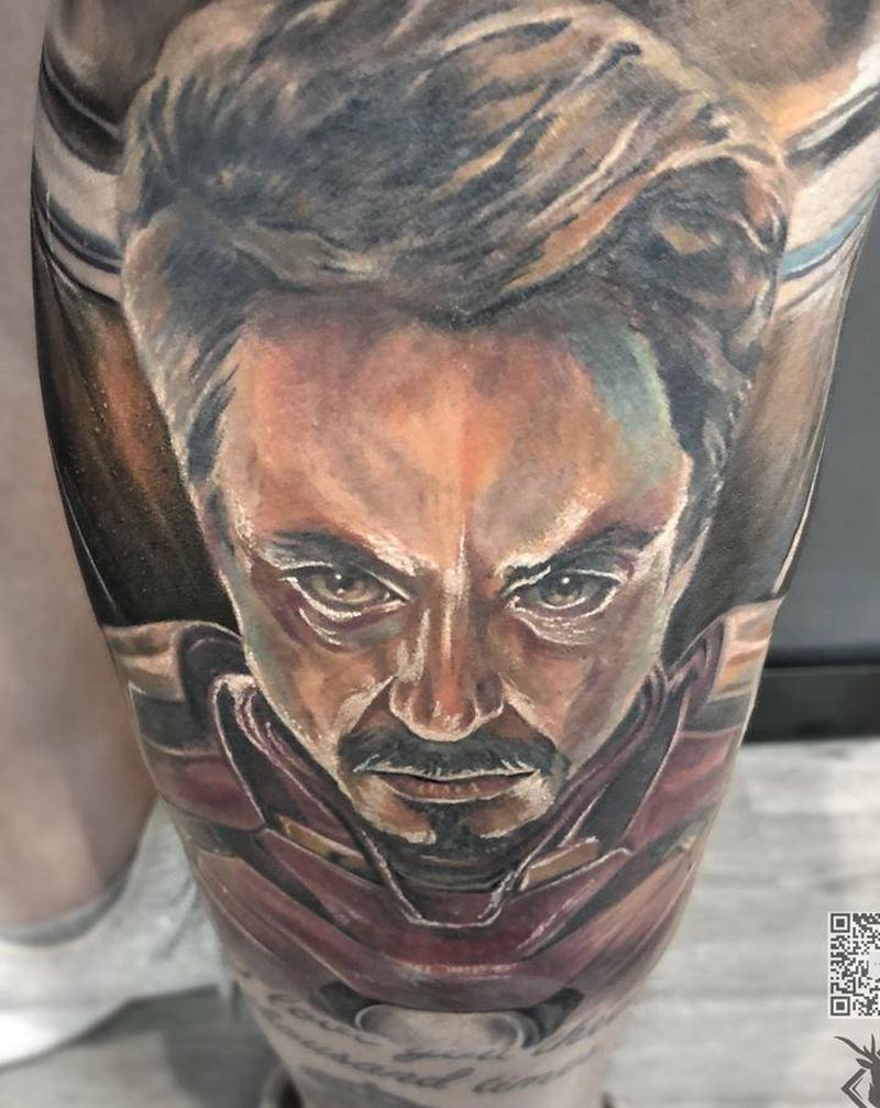 钢铁侠纹身图片_腿部纹身图案