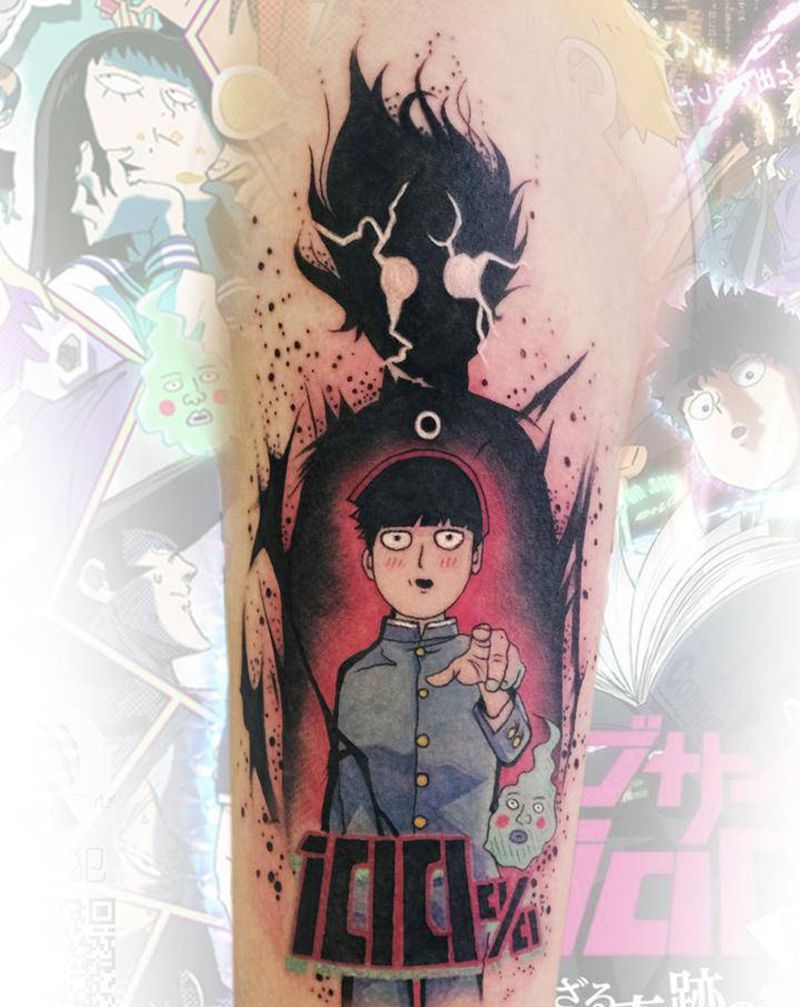 灵能百分百纹身图片_手臂New School漫画纹身图案