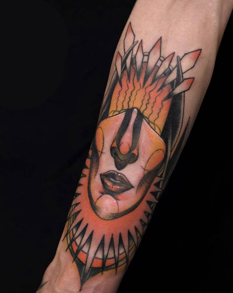 双子纹身图片_手臂New School纹身图案