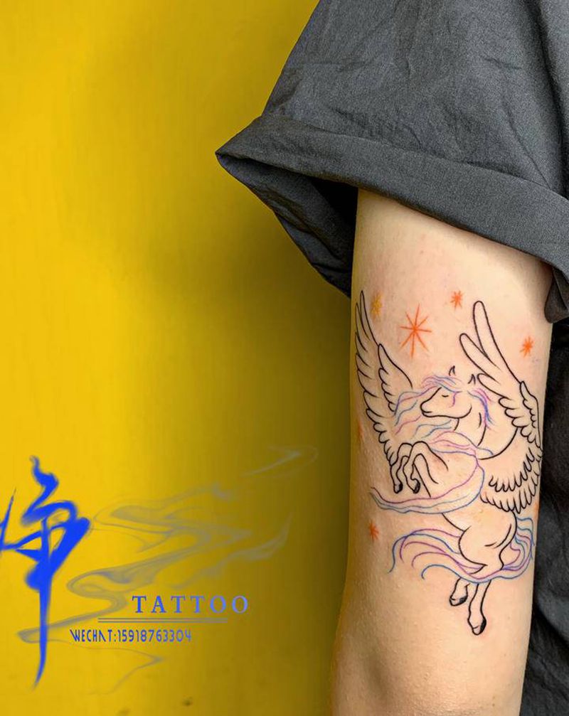 独角兽纹身图片_手臂独角兽纹身图案